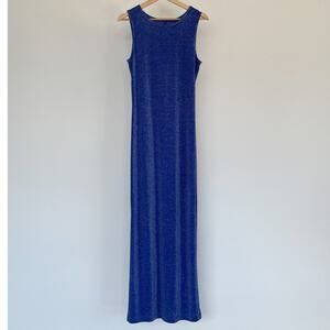 Vtg 90's ALL THAT JAZZ Blue Sparkly Sleeveless Bodycon Formal Dress Sz M